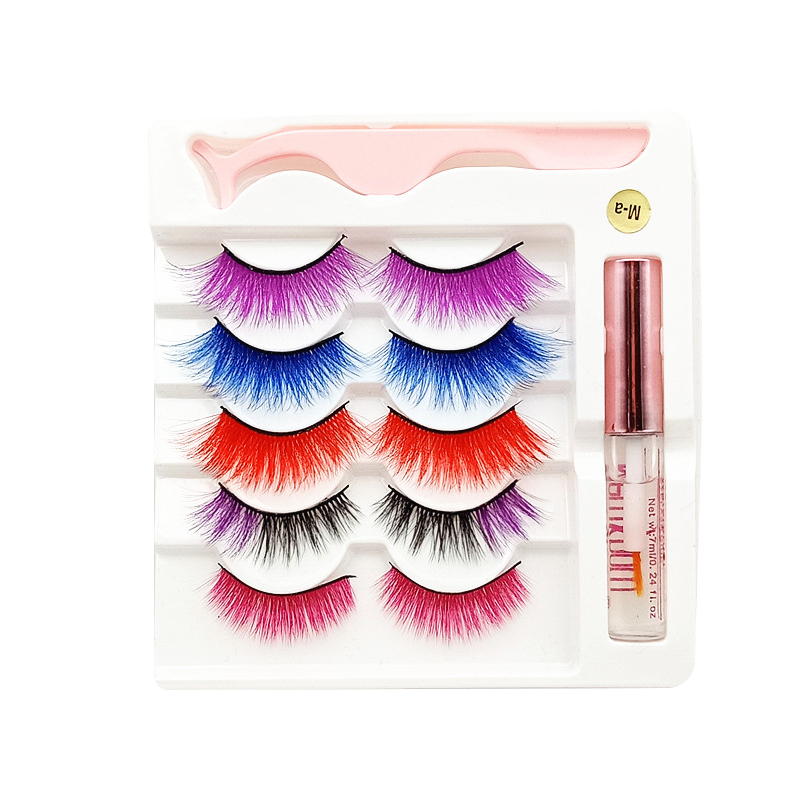 五对装胶粘彩色高仿3D6D8D网红舞台婚庆假睫毛